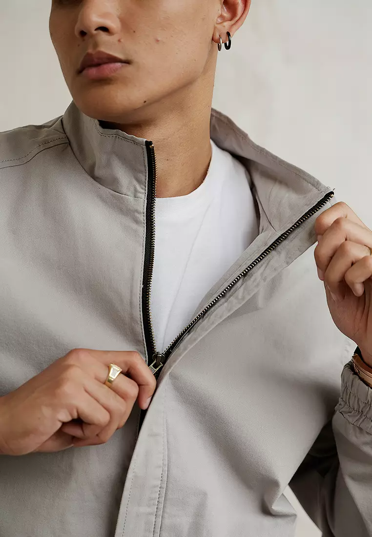 Jacket Premium Zipper Stretch Twill Light Grey Oxcon