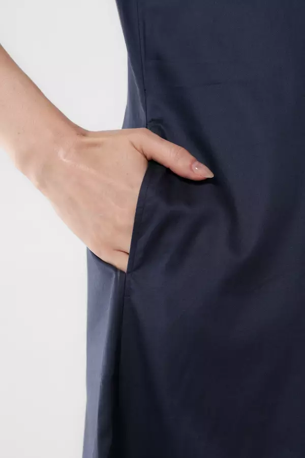 MINIMAL - Harriette - Dress Katun Lengan Pendek - Navy Warna Navy