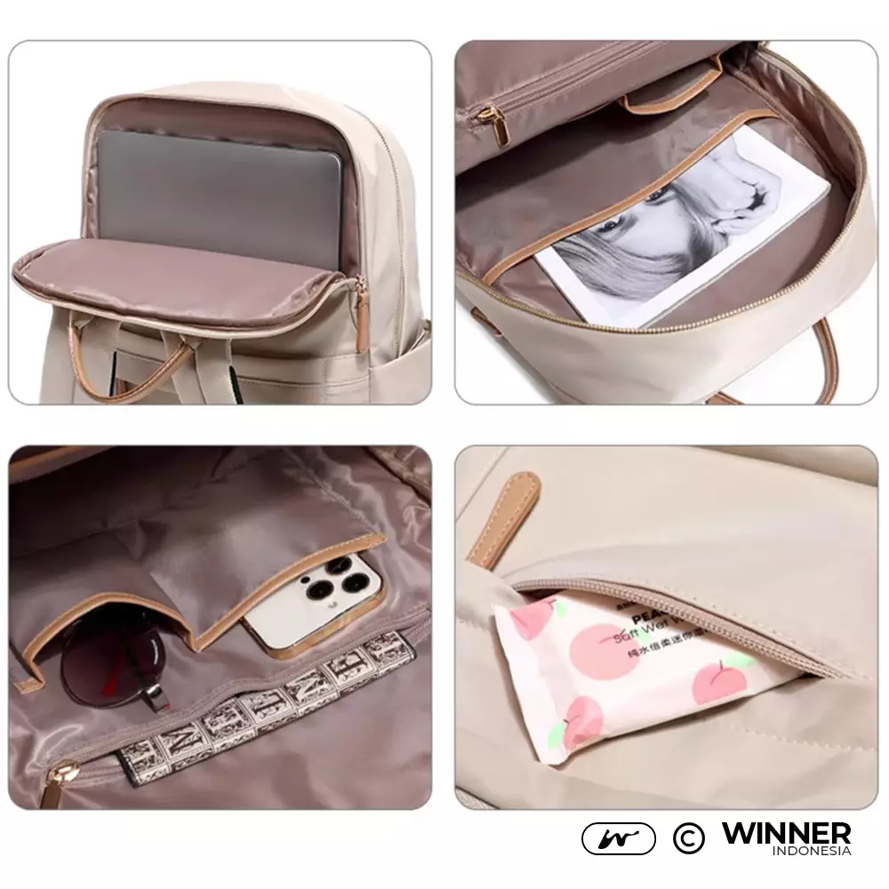 Tas Ransel Laptop 15,6 inch Oxford Anti-Air Backpack Korean Style (T14-011) - Warna Abu 15,6 inch