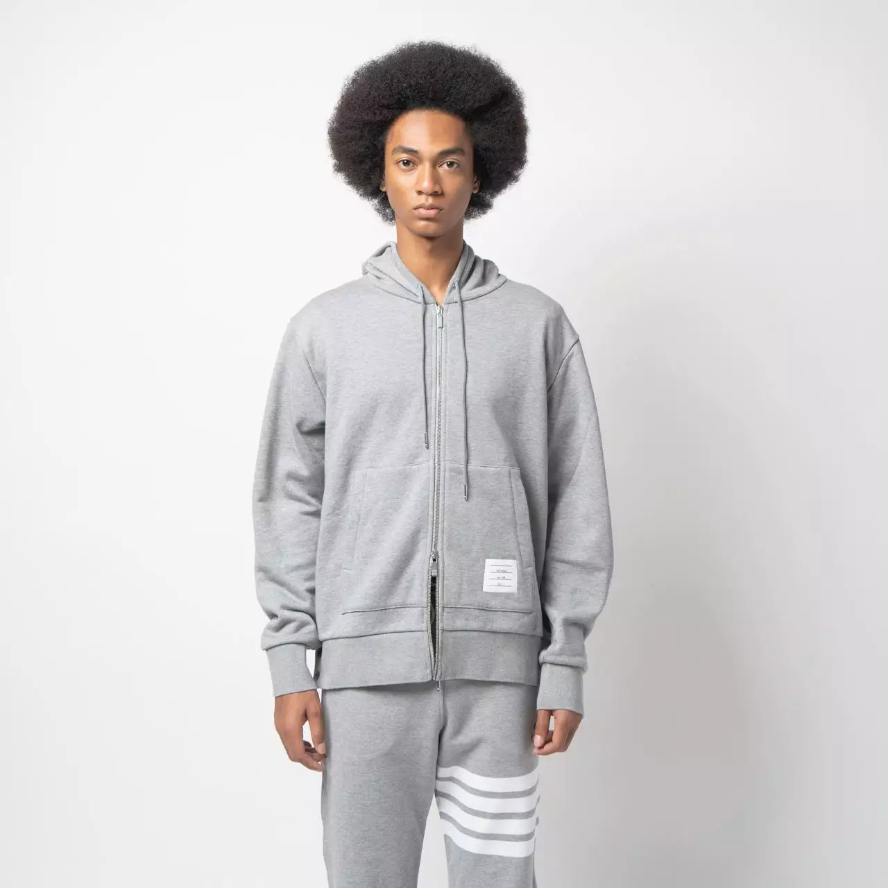 Thom Browne Gray Zipper Jacket Thom Browne Grey Back Grosgrain