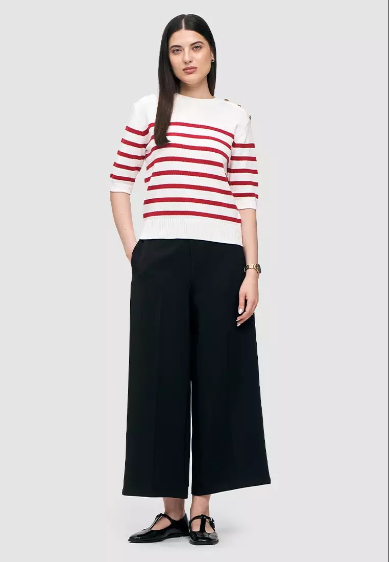 Elbow Length Shirt with Shoulder Button Detail