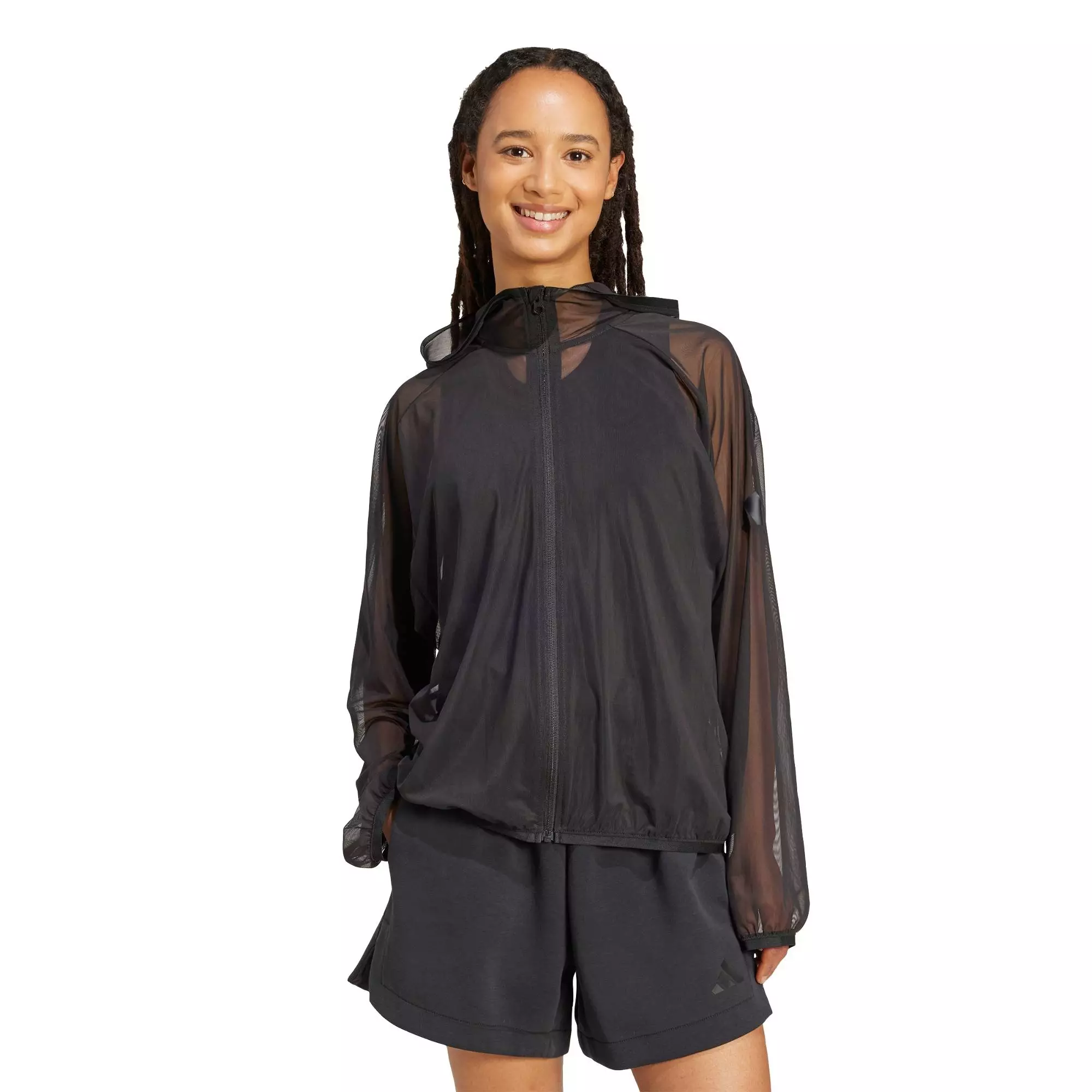 Lifestyle Soft Lux Mesh Full-Zip Hoodie Women Black JM3734