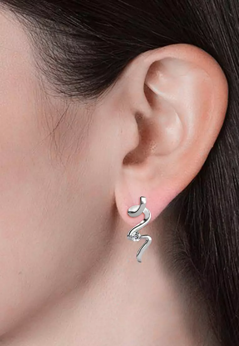 Spiral Earrings WG - Anting Crystal Swarovski by Her Jewellery