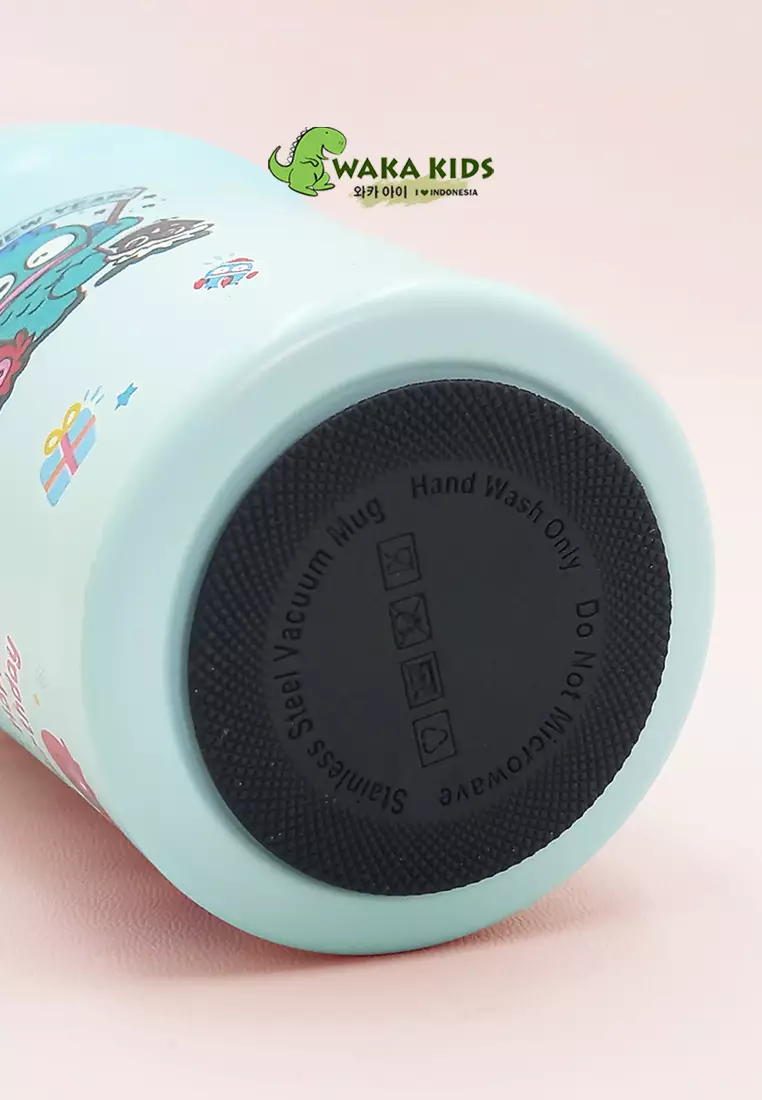 Wakakids Botol Minum Termos Stainless Steel Tumbler Cup Karakter Sanrio Pochacco Abu dengan Gantungan Lucu K2356 500ml Venrc