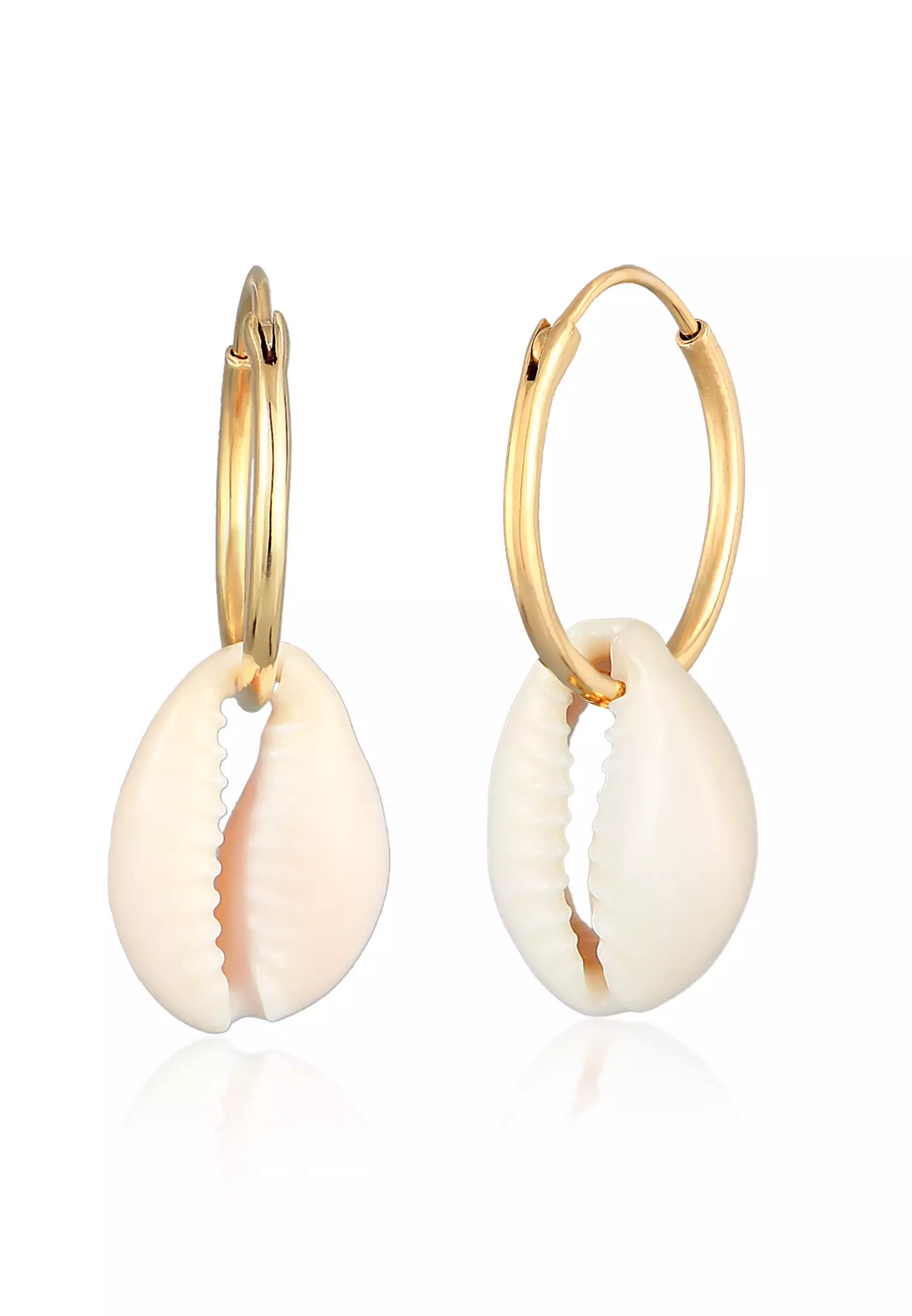 Buy ELLI GERMANY Earrings Creoles Trend Kauri Shell Gold Plated
