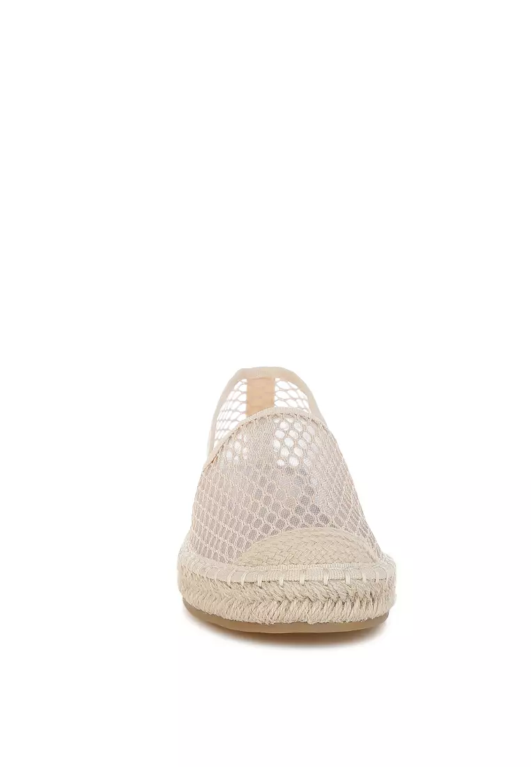 Mesh Espadrille Loafers In Beige