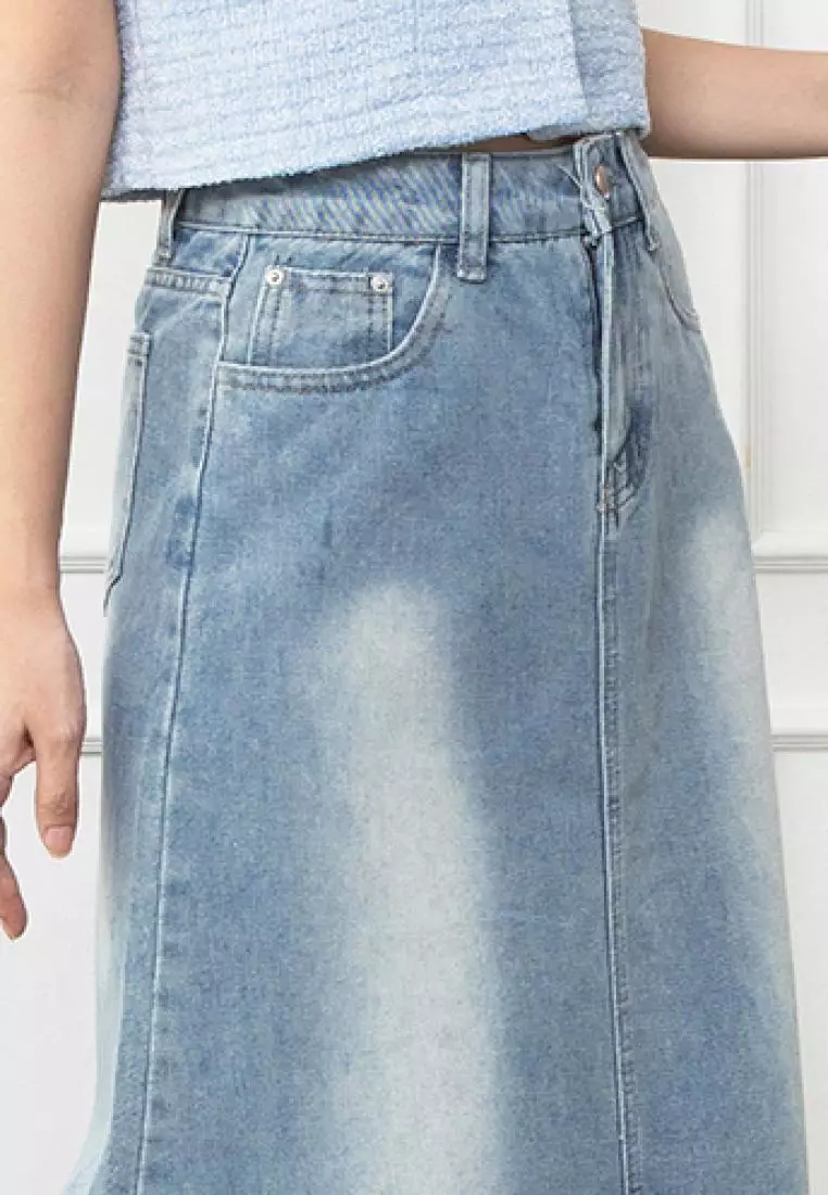 Deleza Skirt Unfinished in Light Blue