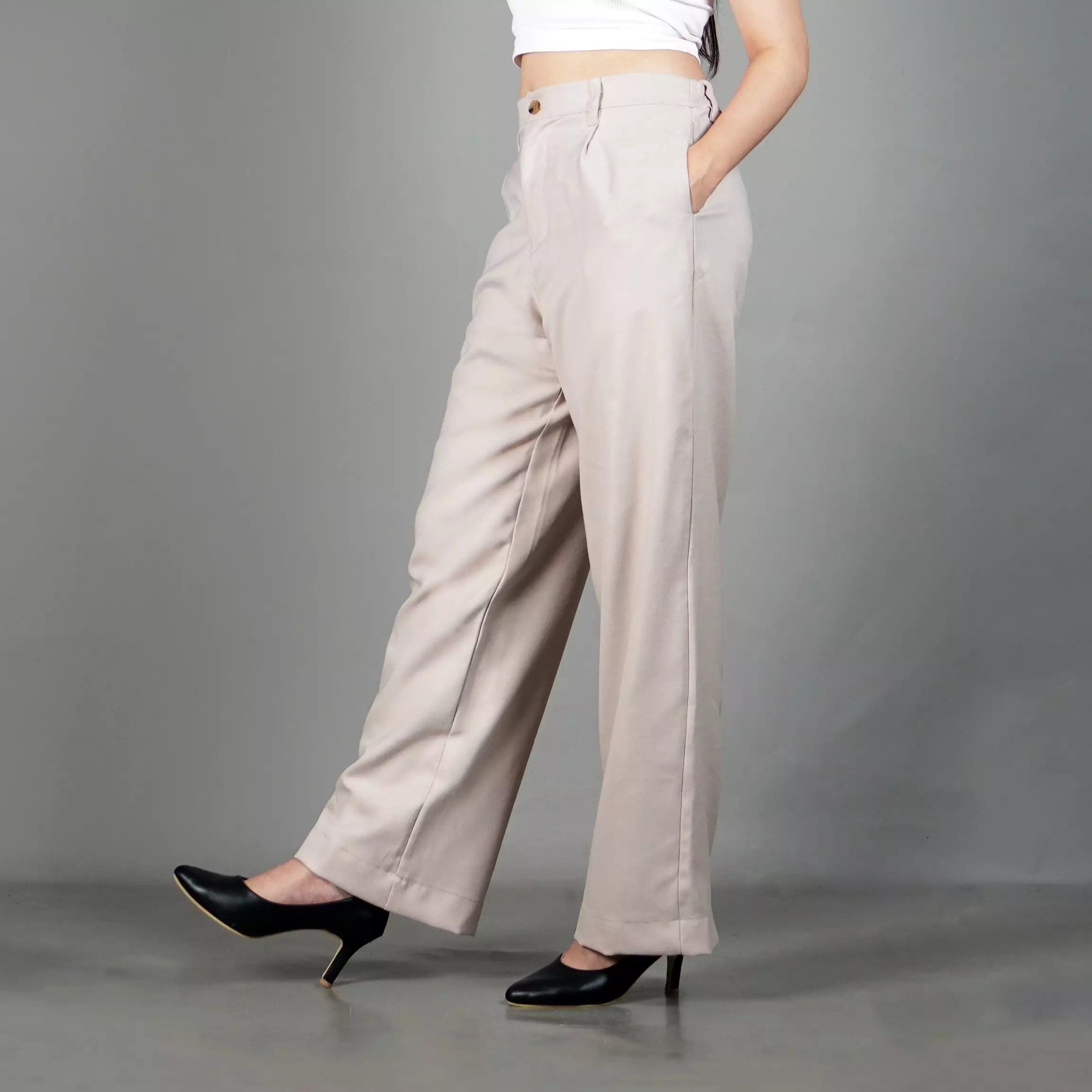 NOVI Celana Panjang Wanita Celana Kulot Celana Kerja Wanita - KREM