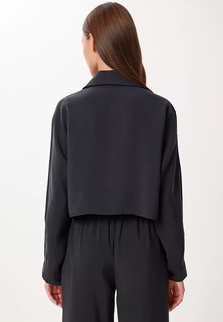Women's Black Modal Shirt Pants Suit Bv00158