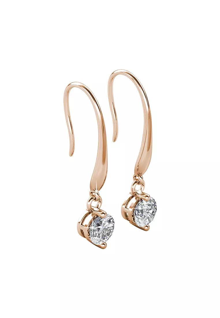 Her Jewellery Crystal Hook Earrings (Rose Gold) - Luxury Crystal Embellishments plated with 18K Gold