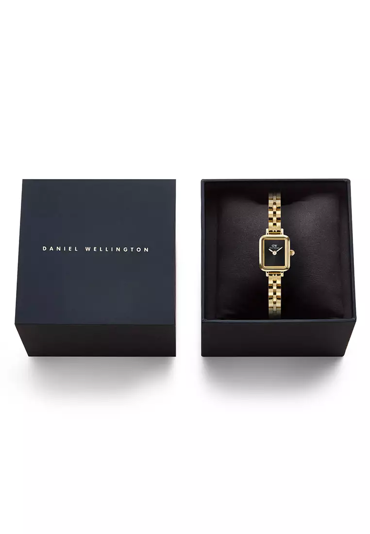 Quadro Mini Arch 3-Link Onyx Sunray Gold Women Watch stainless steel watch DW Official Authentic Original