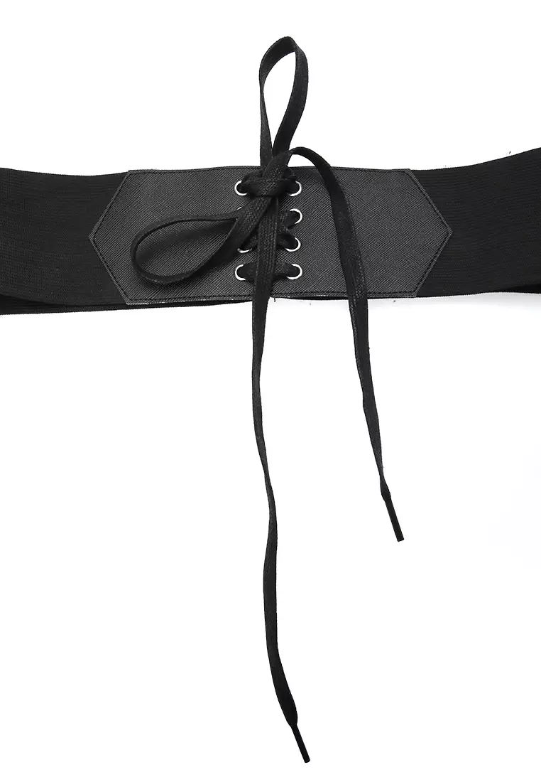 Alexa Ikat Pinggang Wanita Gesper Tali Pita Fashion Belt Material Karet ORIGINAL - Black