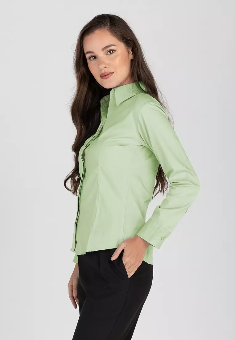 Della Long Sleeve Button Down Office Blouse