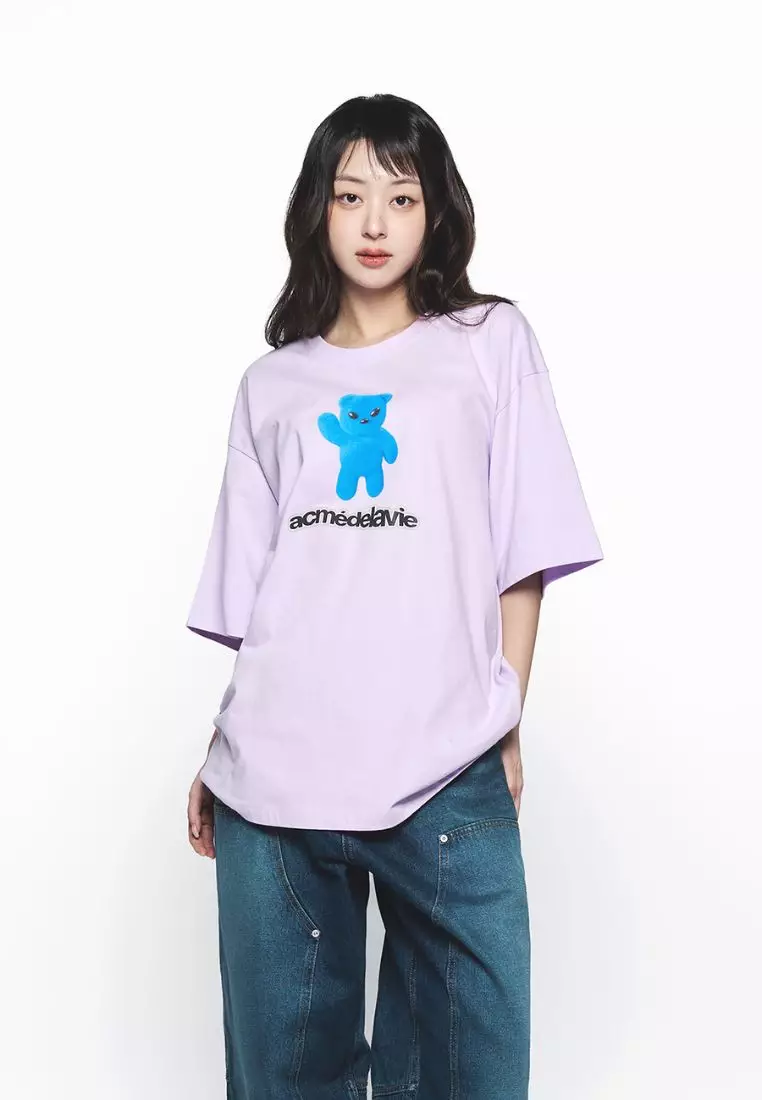 Alien Bear Short Sleeve T-Shirt Light Purple