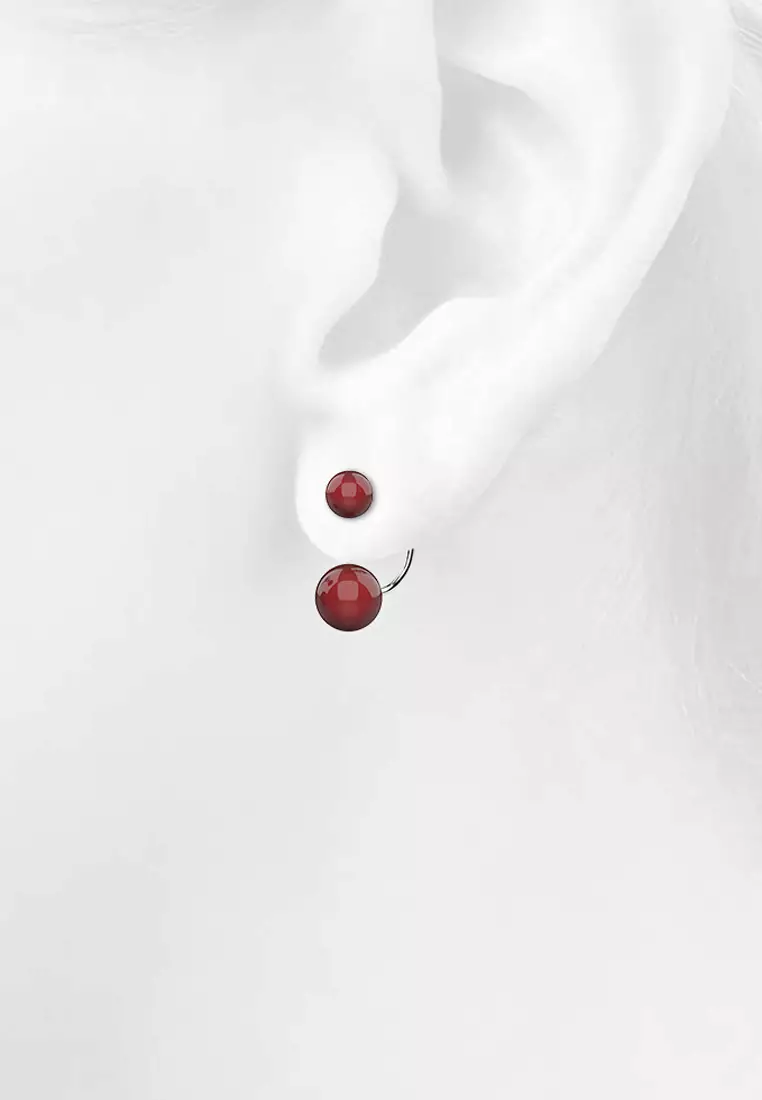 Dolce Amore Earrings-White Gold/Red