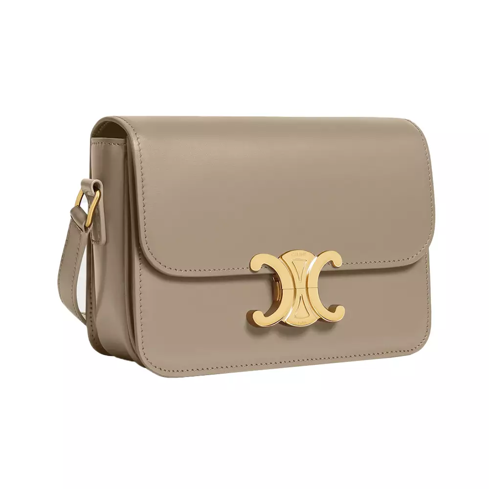[7.7 SALEBRATION] Teen Triomphe Bag in Shiny Calfskin Modern Taupe Ghw