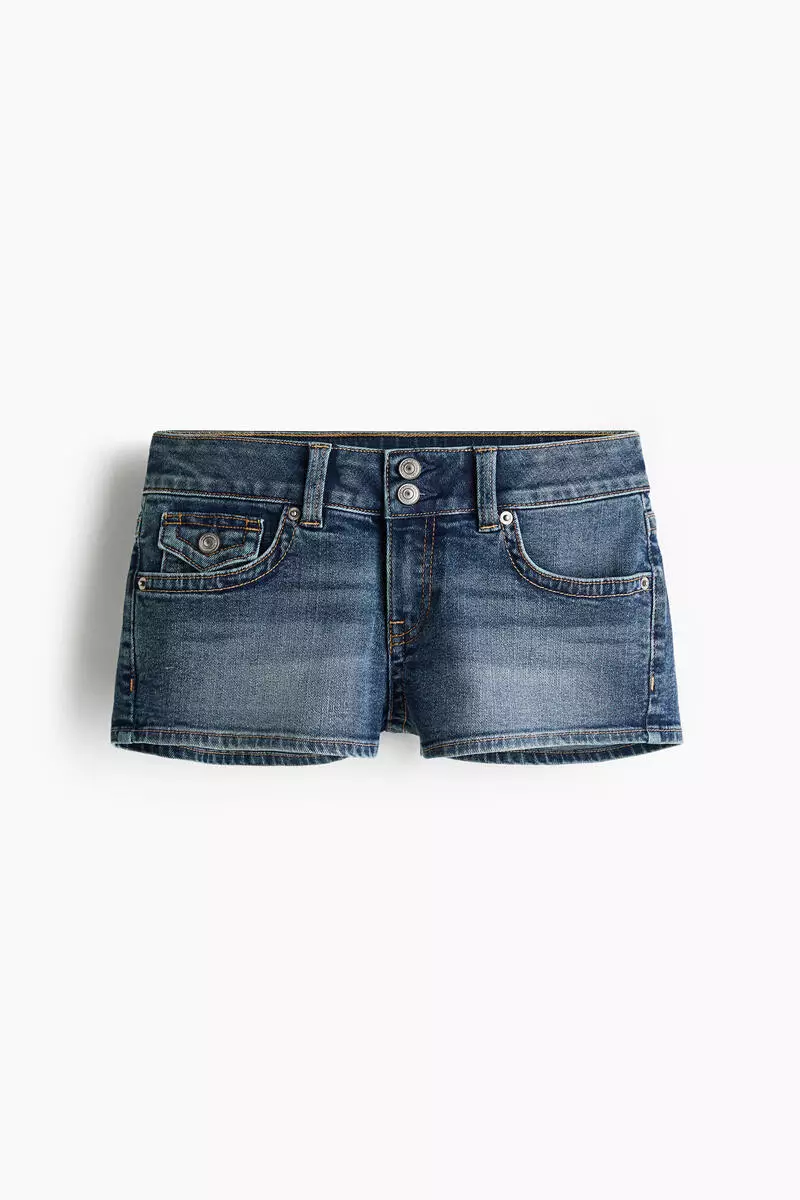 Low-waisted mini denim shorts