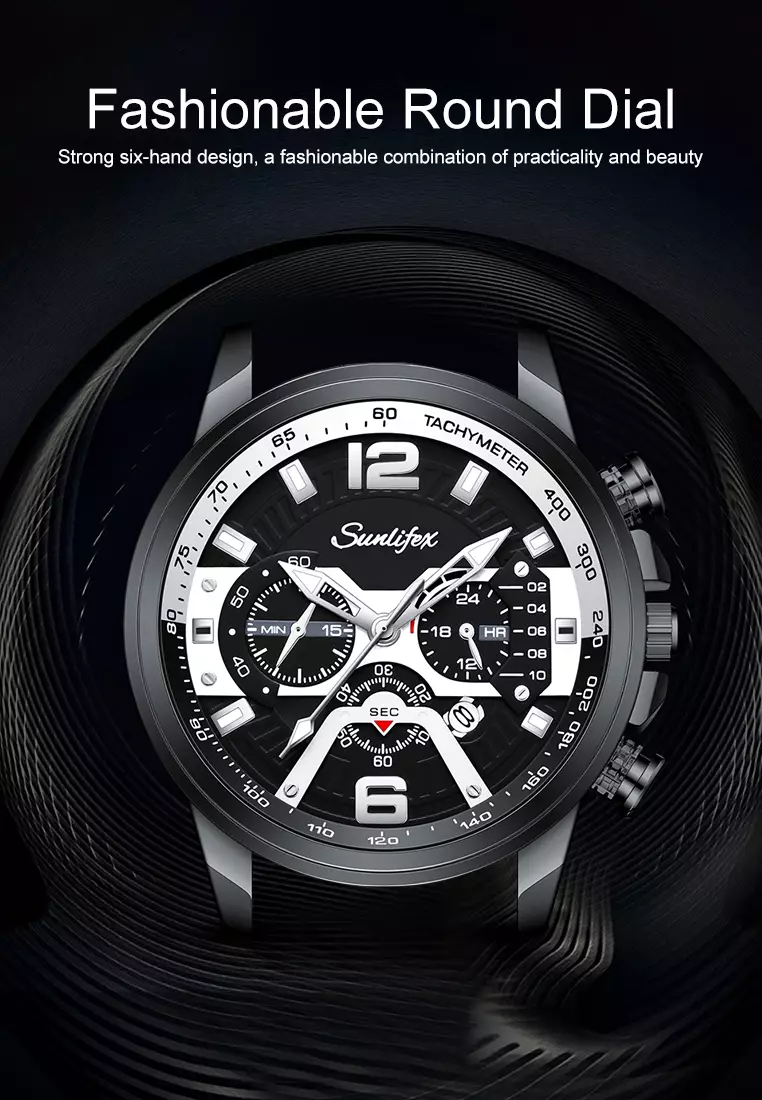 Jam Tangan Pria 9033 Kalender Kasual Kemewahan Tali Stainless Steel Anti Air Jam Tangan Cowok blacksilver