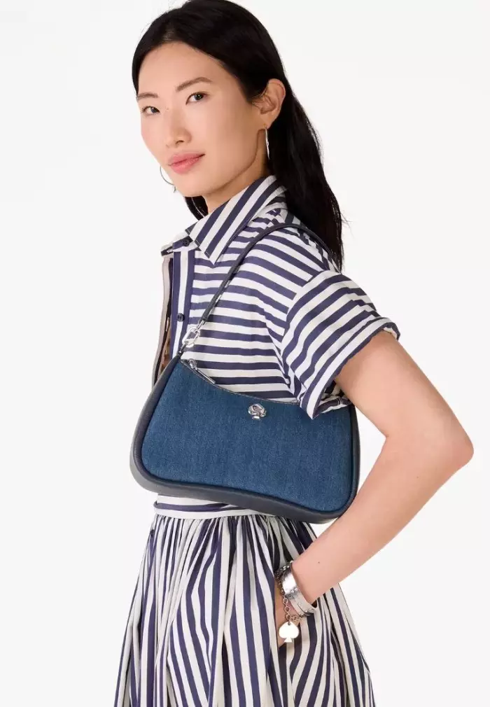 Kayla Denim Convertible Shoulder Bag Blue Multicolor
