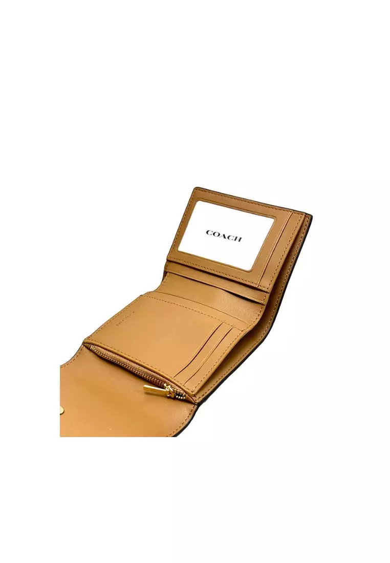 COACH SMALL WALLET IN SIGNATURE CANVAS(CE930)-IM/Khaki/Ivory