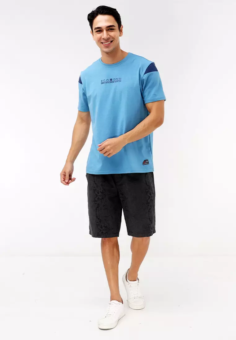 Round Neck Streaky Short Sleeves T-Shirt