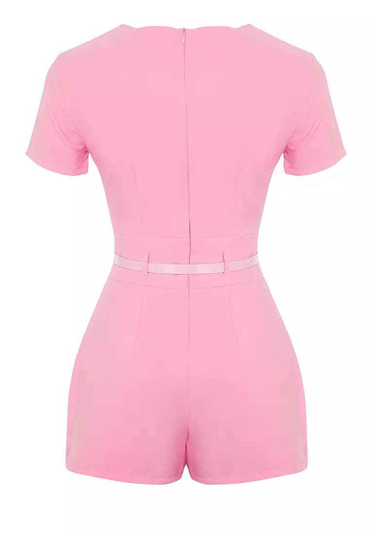 Belted Short Sleeves Playsuit