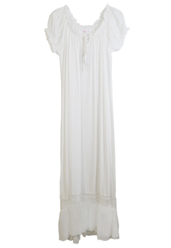 ZITIQUE white Short Sleeve Loose Cotton Sleepwear-White 1E4A0USC76CE80GS_1