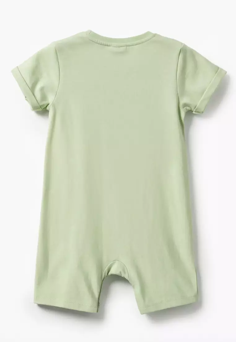 Babyshop Pack Of 2 Juniors Round Neck Short Sleeves Romper With Snap Button Closure