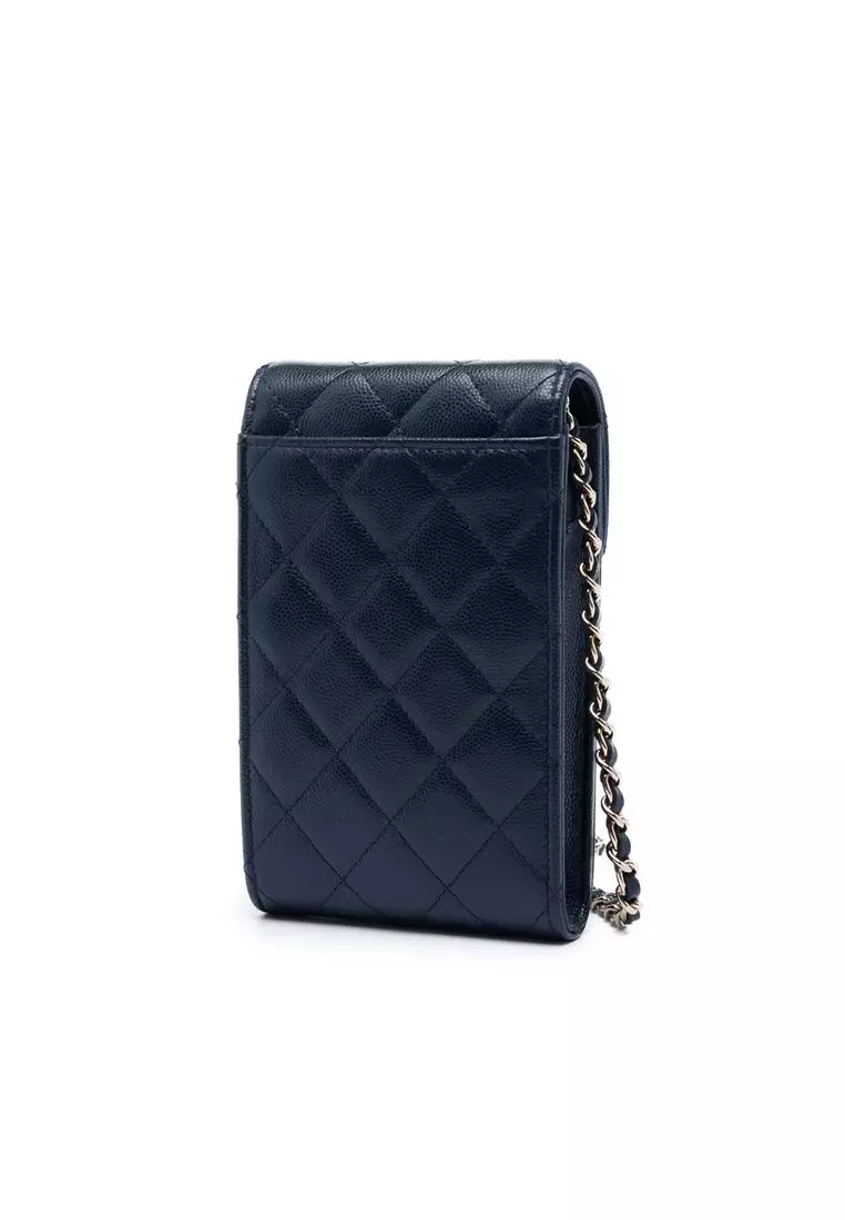 Pre-Loved Chanel Caviar Thread Around Phone Holder With Chain