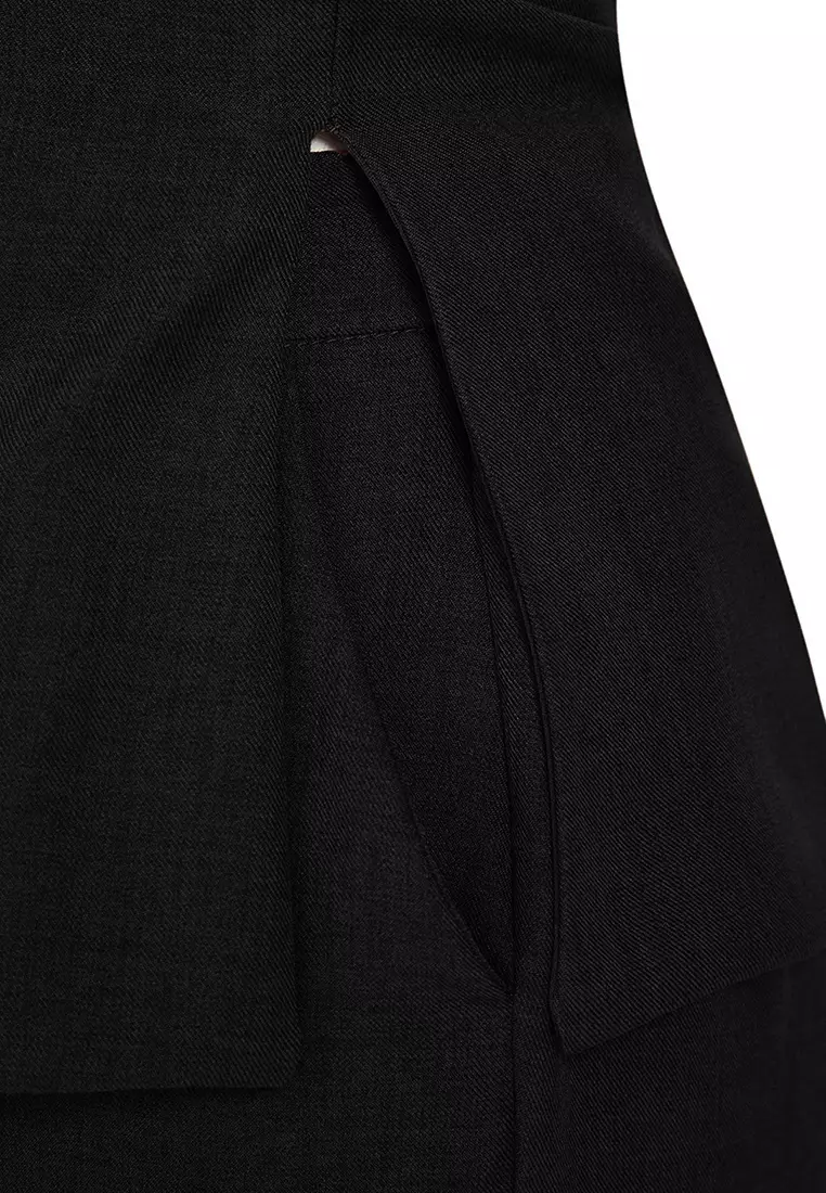 Black Linen Look Strapless Blouse And Pants Bottom Top Set