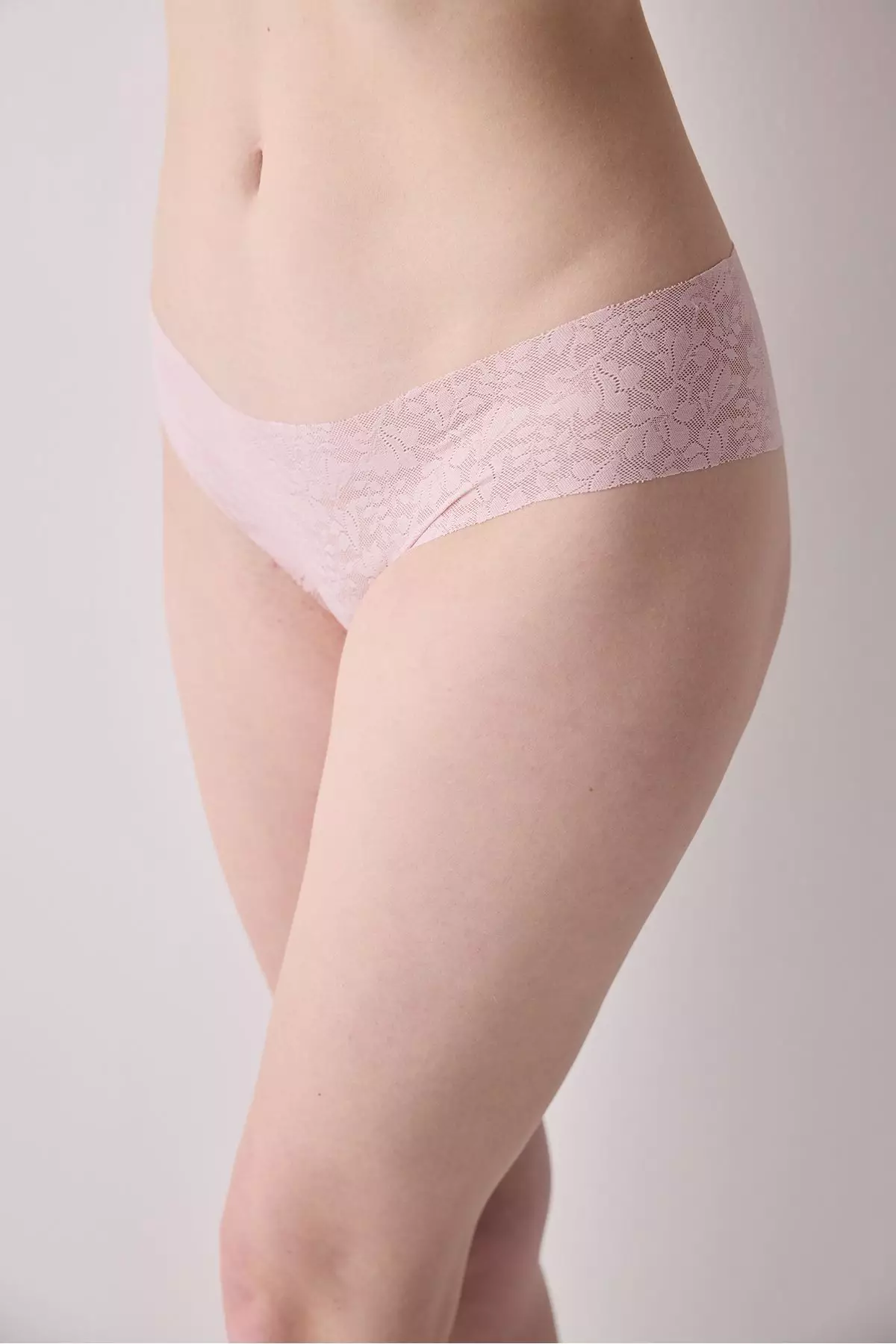 Invisible Laser Cut Lacy Lace Cheeky Dusty Rose Pink Hipster Panties