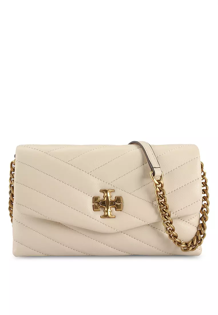 Tory Burch 90343 KIRA CHEVRON CHAIN Wallet Beige