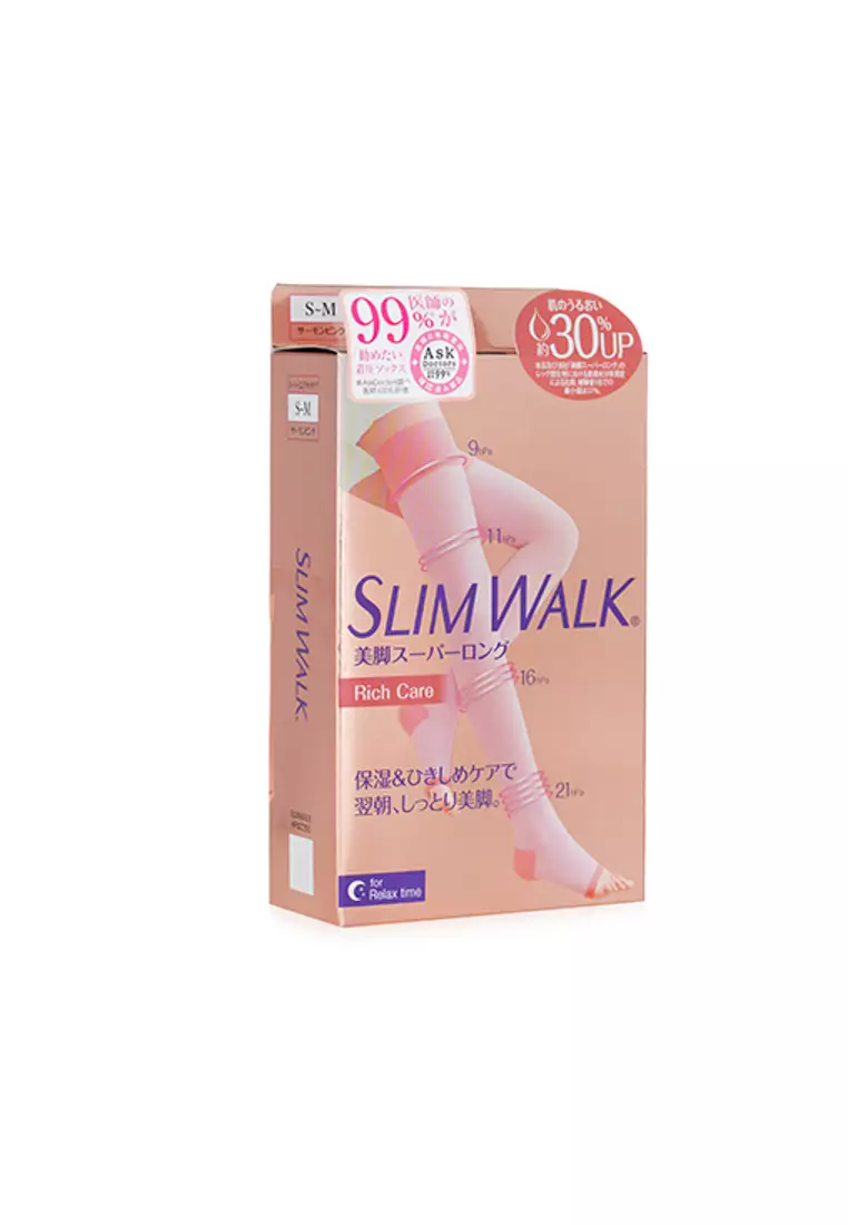 SLIMWALK - Compression Open-Toe Socks For Relax, Moisturizing - # Pink (Size: S-M) 1pair
