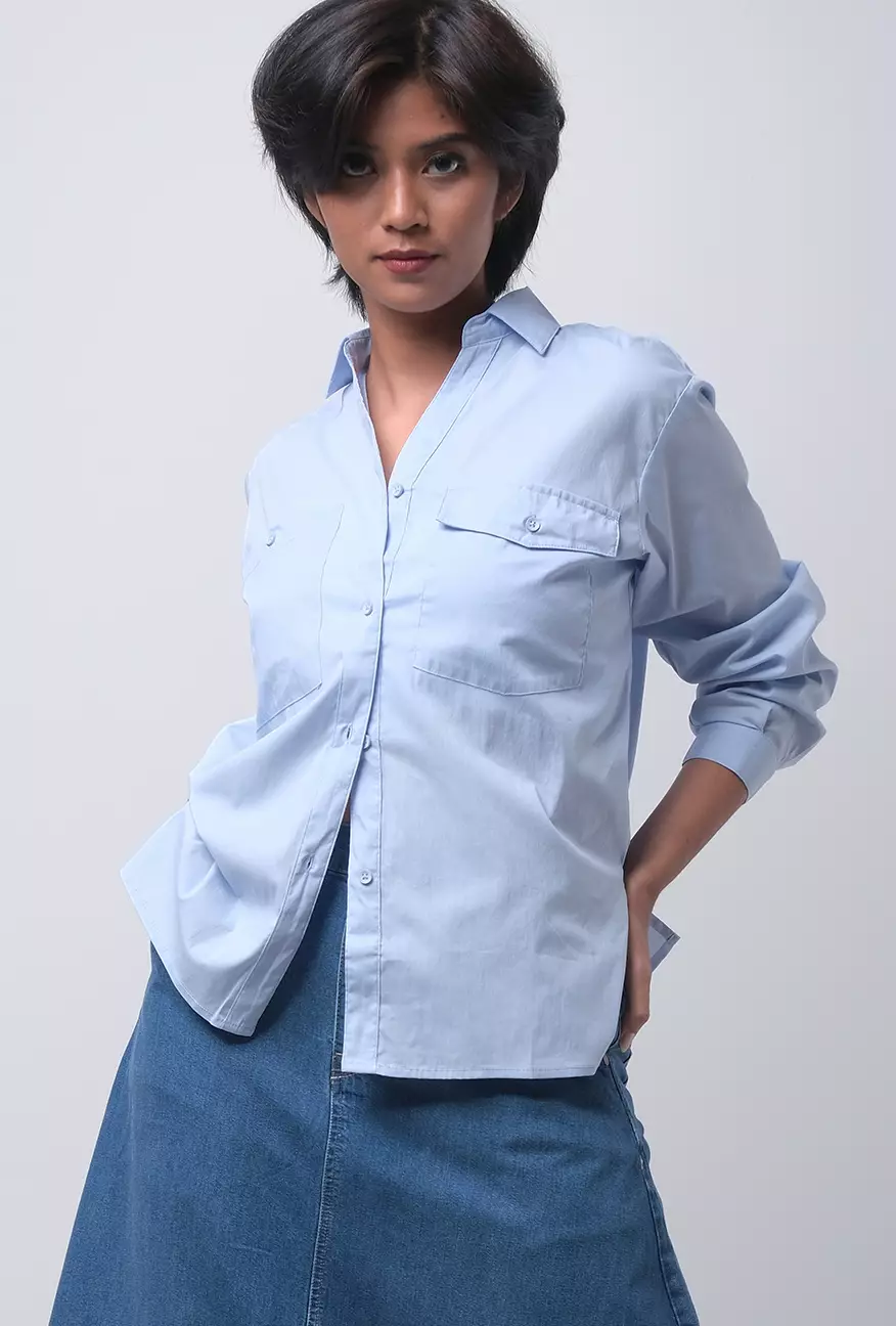 Kemeja Wanita Myla Baby Blue
