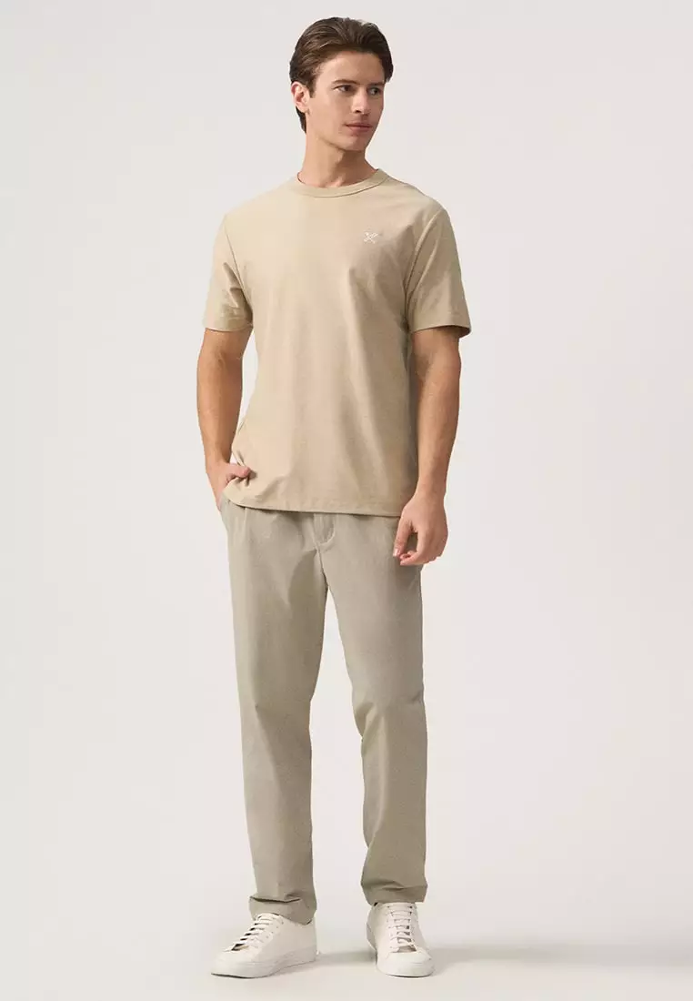 Regular Fit T-Shirt With Neck Binding Finish In Fine Ottoman