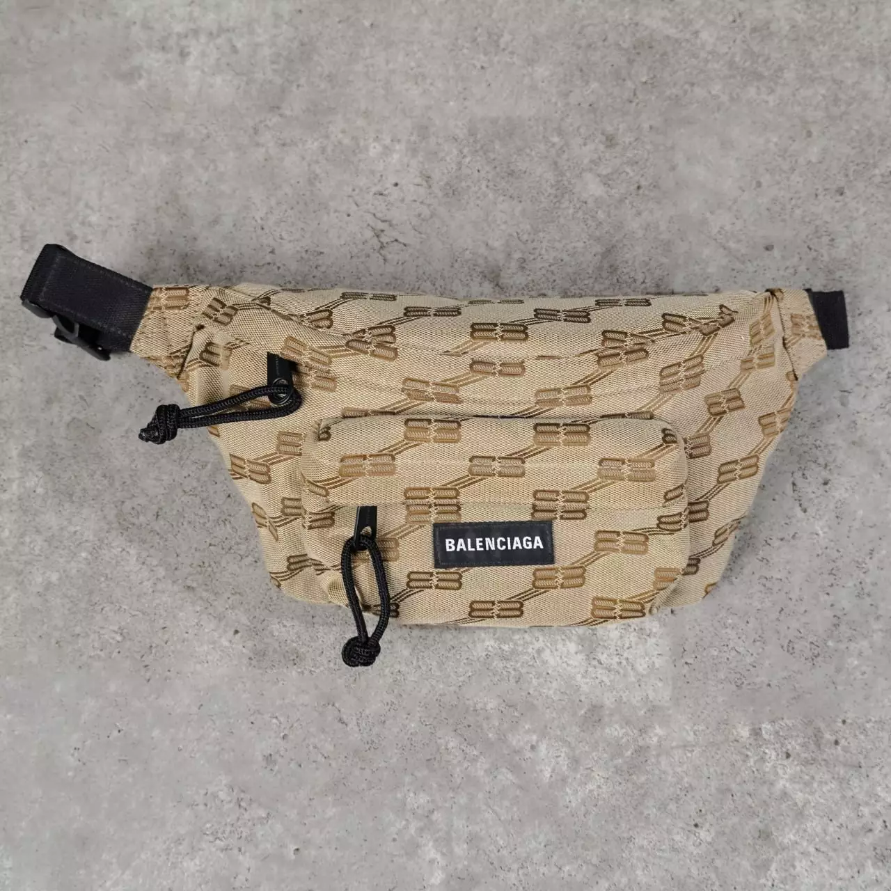 Tas BALENCIAGA BB MONOGRAM JACQUARD BROWN WAIST BAG 100% ORIGINAL