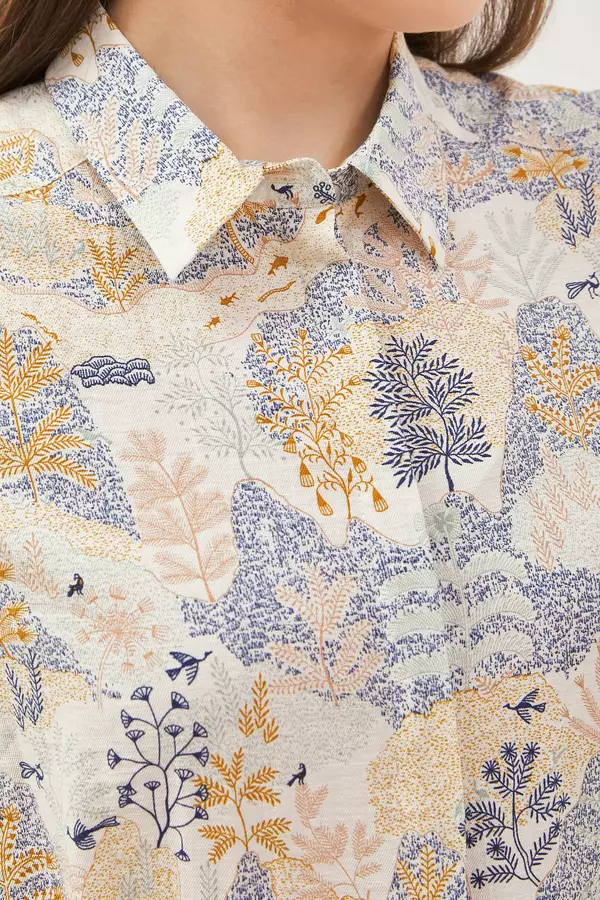 MINIMAL - Azumi - Dress Motif Floral - Beige Warna Beige