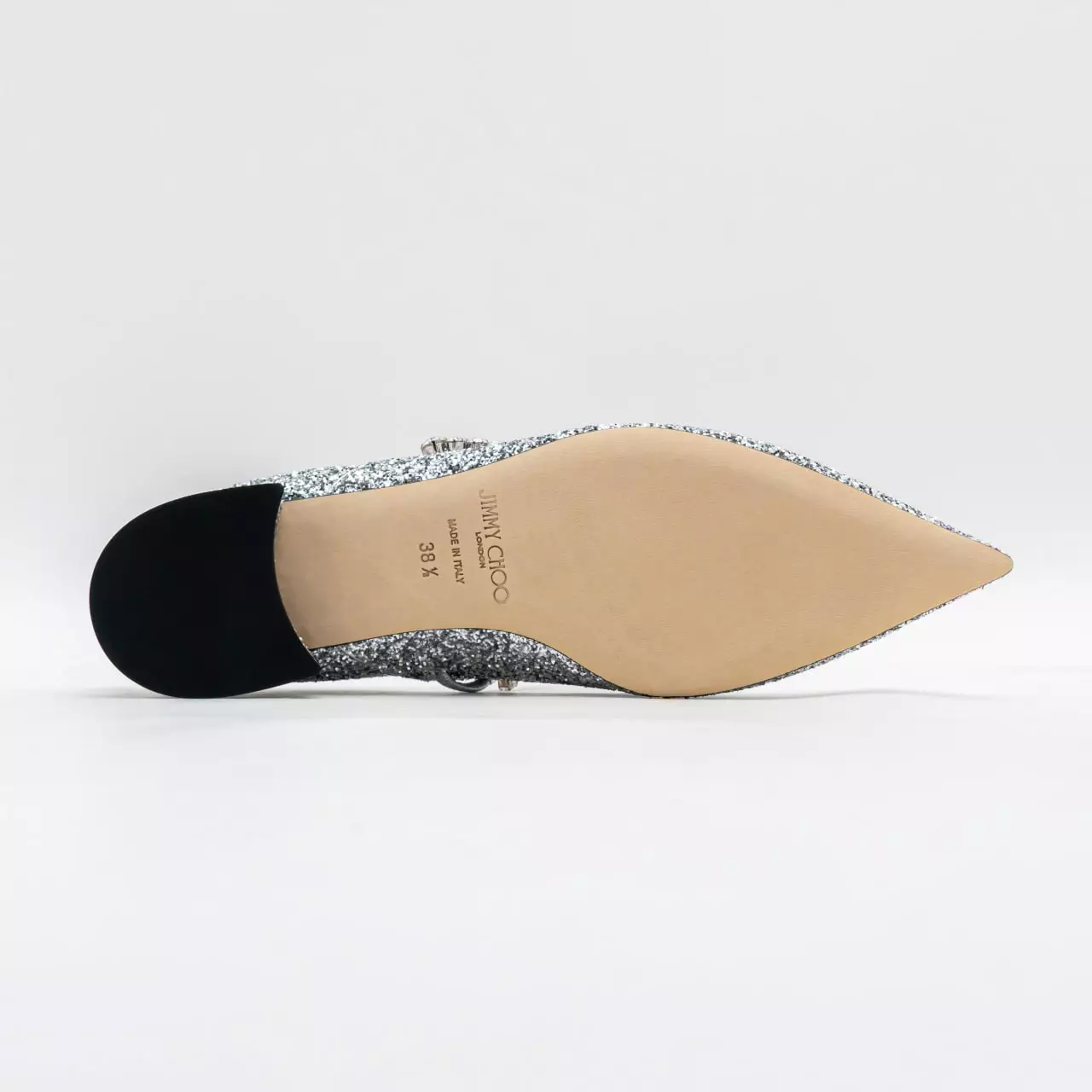 [4.4PRIL KEJUTAN HARGA] Bing 25 Crystal Strap Glitter Fabric Flat Pumps Silver