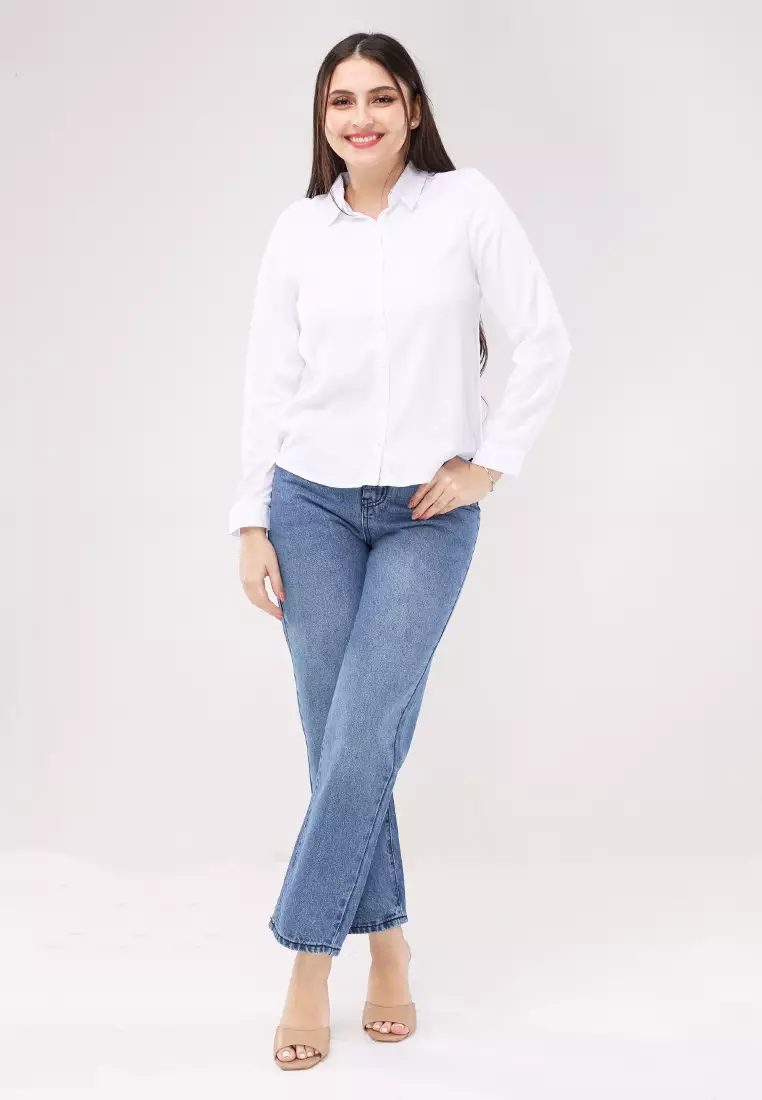 Single Twill Woven Long Sleeves Blouse