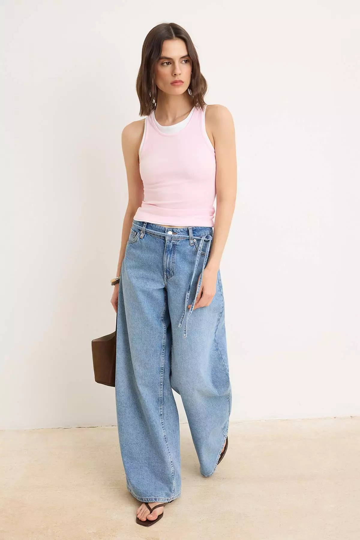 Wardrobe Essentials-Pink Double-Layer Fitted/Sleeveless Stretchy Knitted Undershirt Twoss26Al9