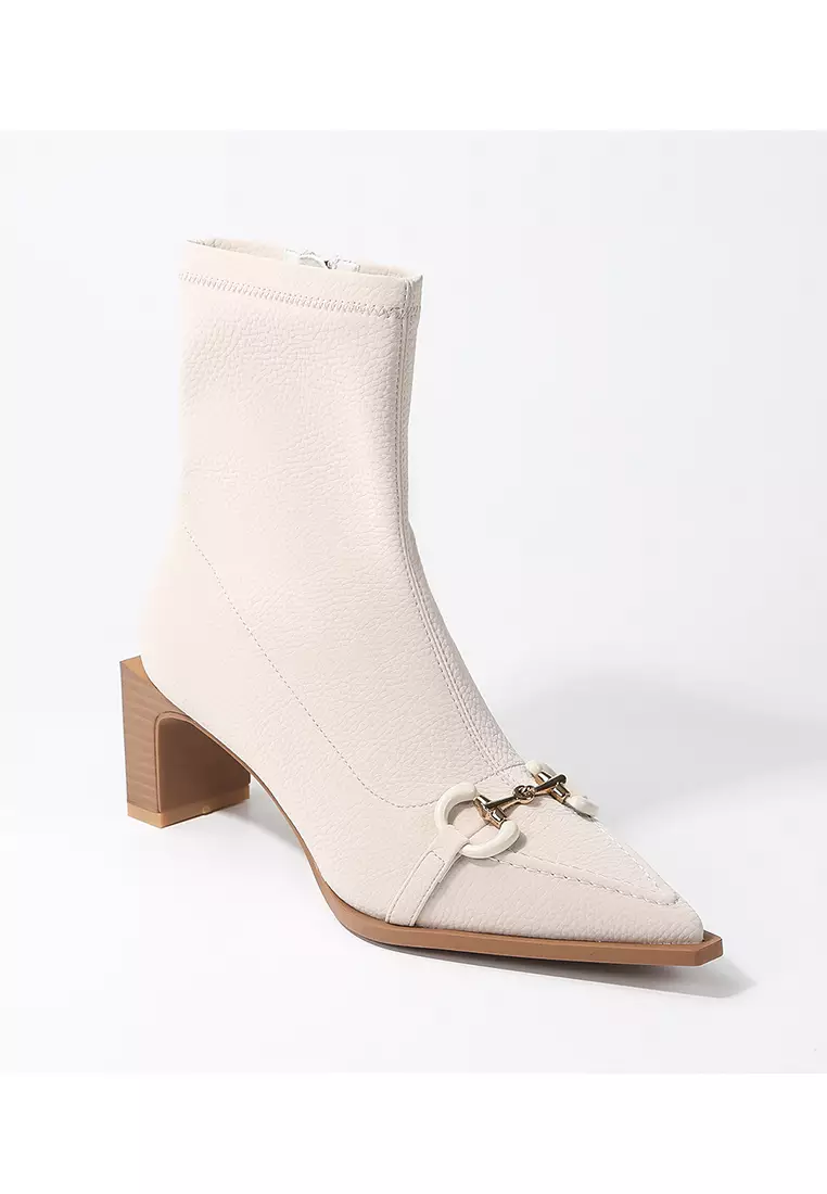 White buckle ankle boots online