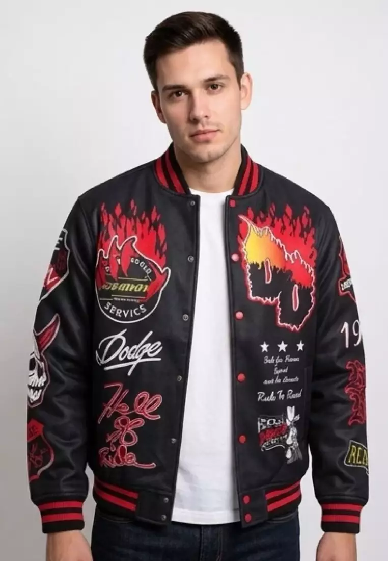 NYC Streetwear - Dodge Demon Varsity Jacket - Black/Red
