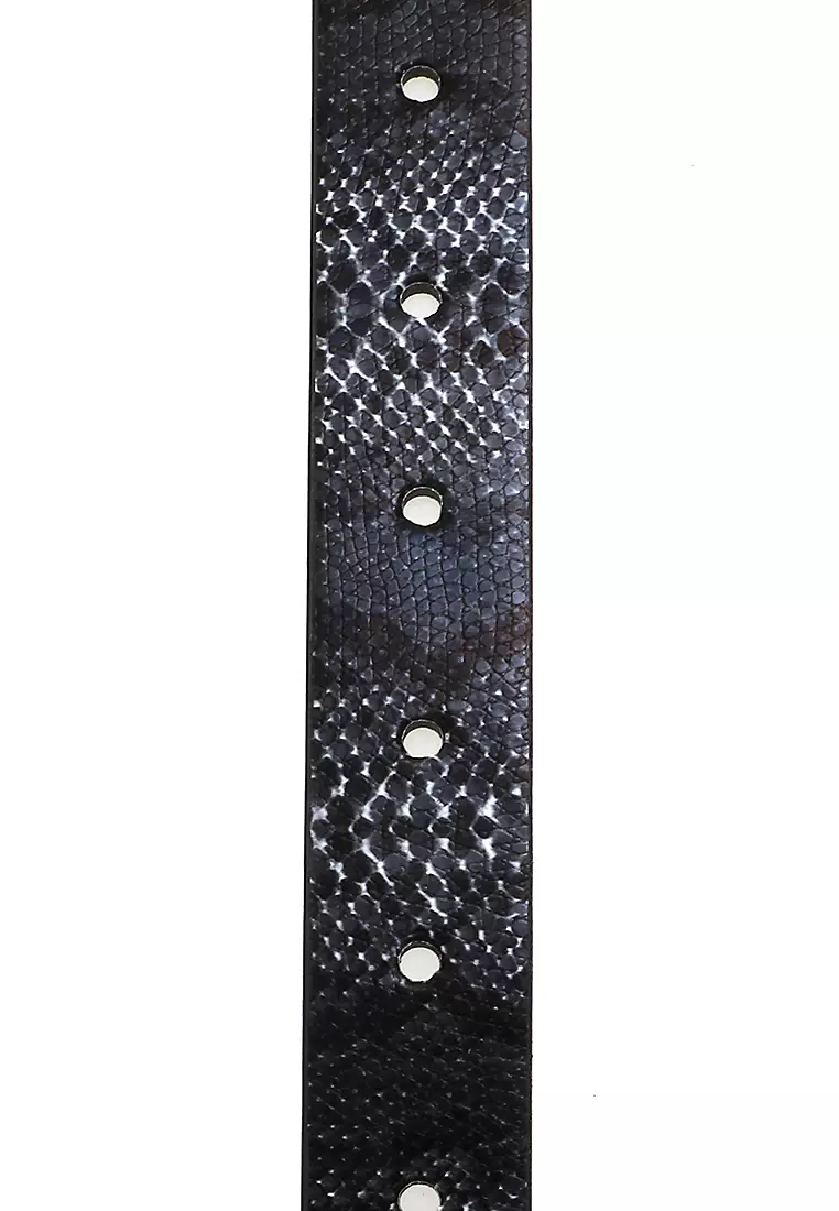 Fern Belt Gesper Ikat Pinggang Wanita Motif Vintage Comfortable Material Kulit Leather ORIGINAL - Black White