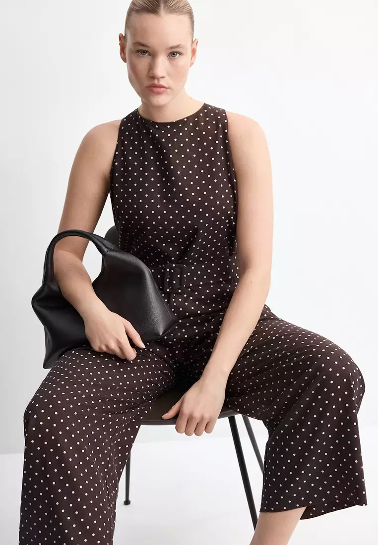 Jumpsuit With Polka-Dot Belt