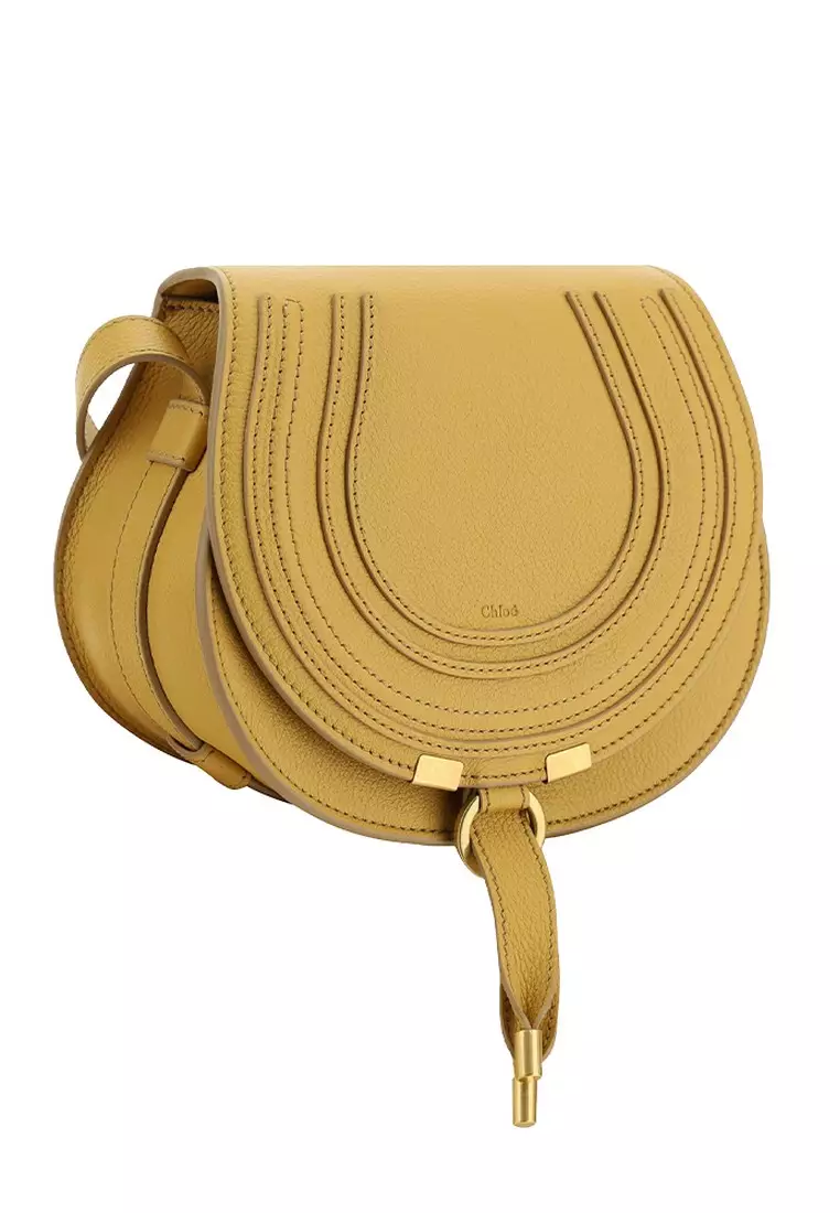 Small Marcie Saddle Crossbody Bag in Honey Gold