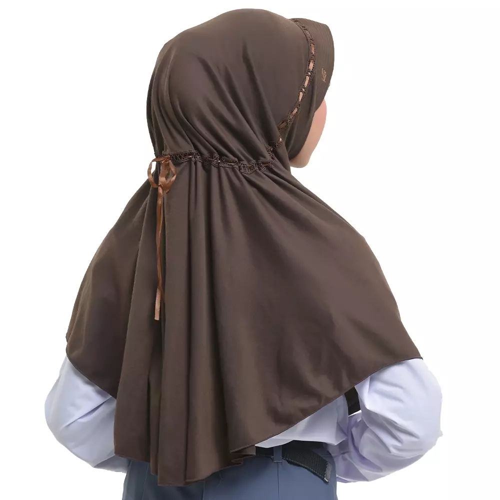 Rabbani - Kerudung Sekolah Instan Hemy - Brown L (New)