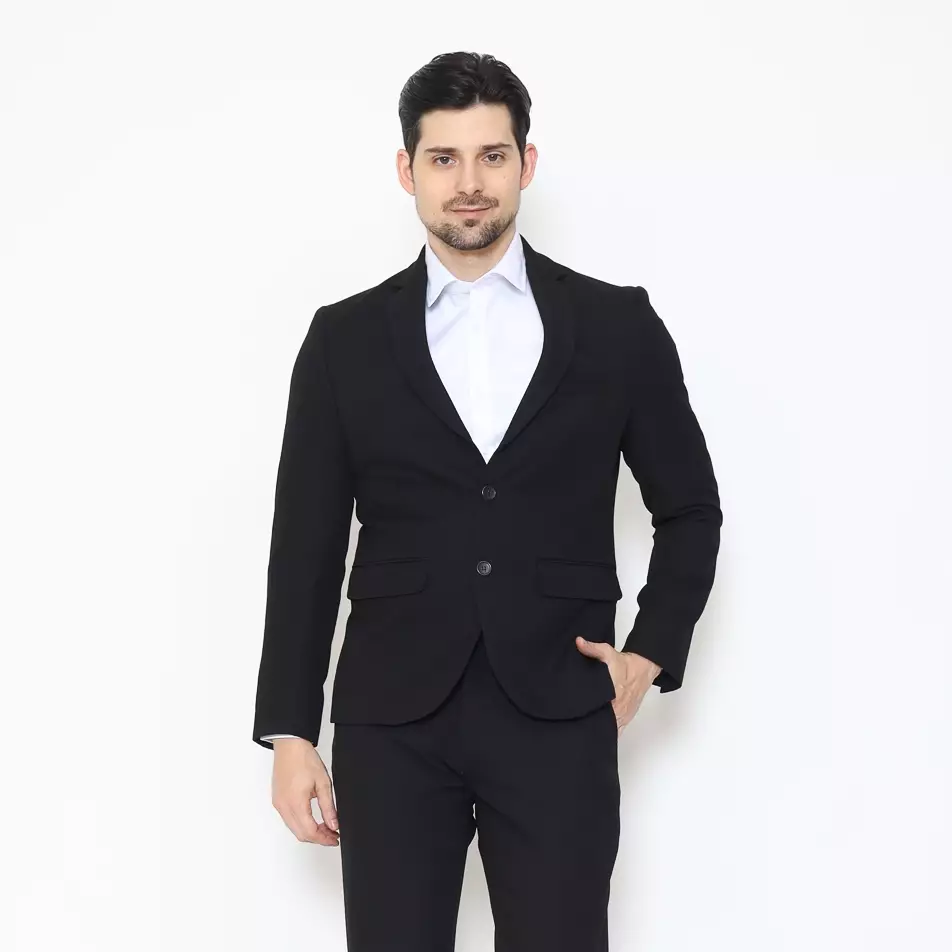 Lawell Jas Pria Warna Hitam | Polyester Viscose Stretch Pinstripe | L-WORD