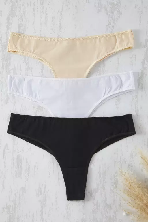 Black-White-Skin 3-Pack Micro Thong Knitted Panties