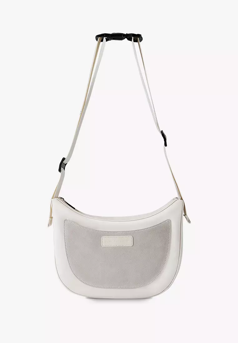 Loren 女士流浪包 單肩包 斜挎包 可調節肩帶長度 防水面料 快速拆解運動扣-白色