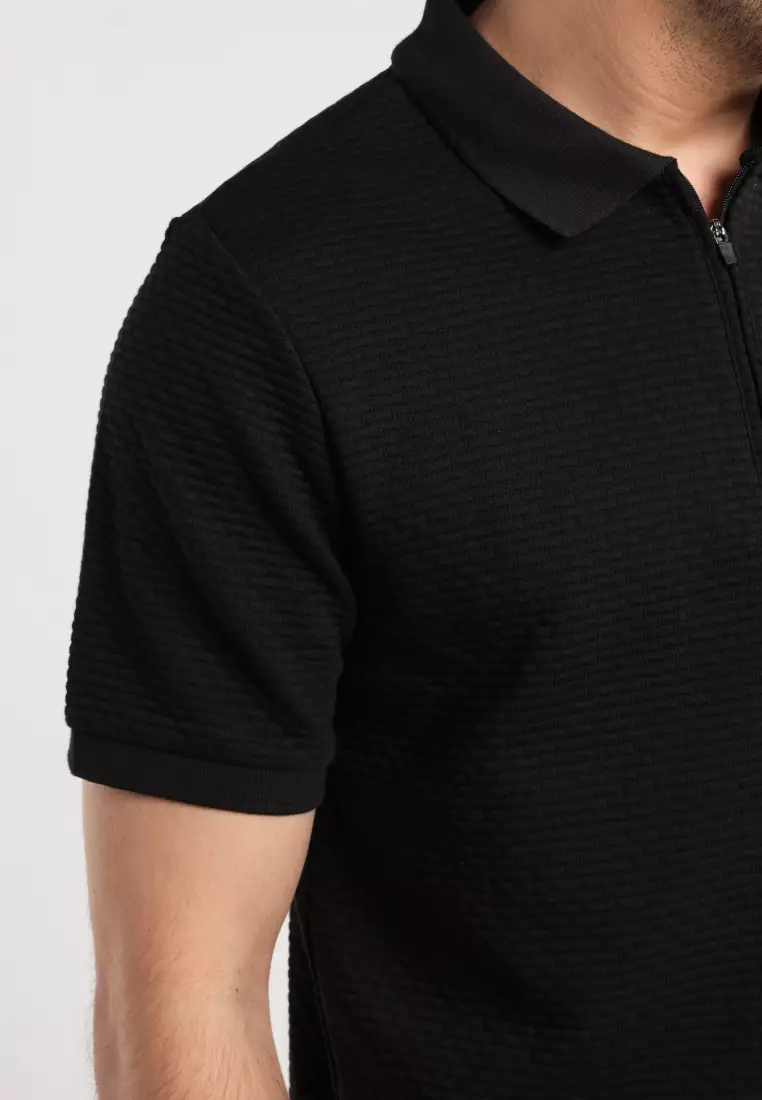 MOC - Kaos Polo Pria Lengan Pendek Caleb - Black